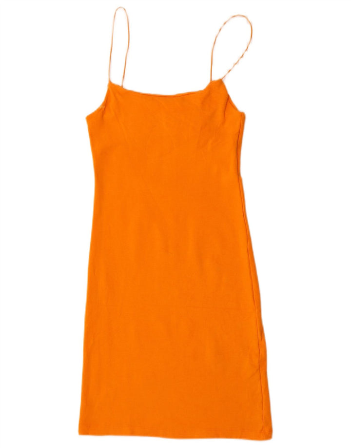 Zara Γυναικείο Slip Dress UK 12 Βαμβακερό μεσαίο πορτοκαλί