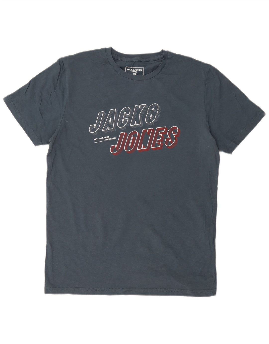 Ανδρικό γραφικό μπλουζάκι JACK & JONES Τοπ μεσαίου μπλε βαμβακερό