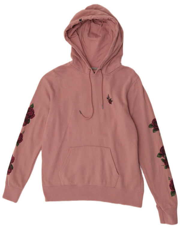 Volcom Γυναικείο Hoodie Jumper UK 14 Medium Pink Floral Βαμβακερό
