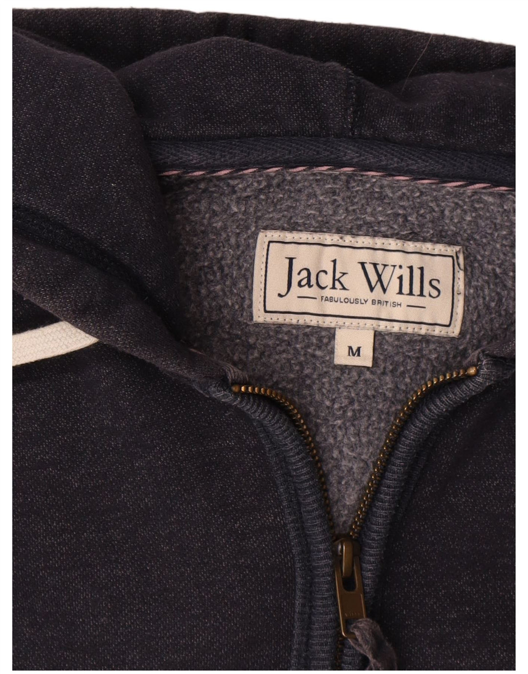 Jack Wills Ανδρικό πουλόβερ με κουκούλα με φερμουάρ, μεσαίο μπλε βαμβακερό