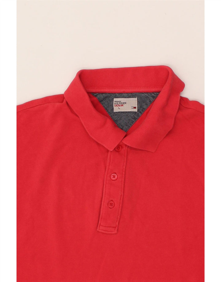 TOMMY HILFIGER Mens Polo Shirt Large Red Cotton Vintage Tommy Hilfiger and Second-Hand Tommy Hilfiger from Messina Hembry 
