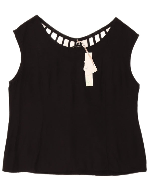 Γυναικεία αμάνικη μπλούζα LAURA ASHLEY τοπ UK 18 XL μαύρη βισκόζη