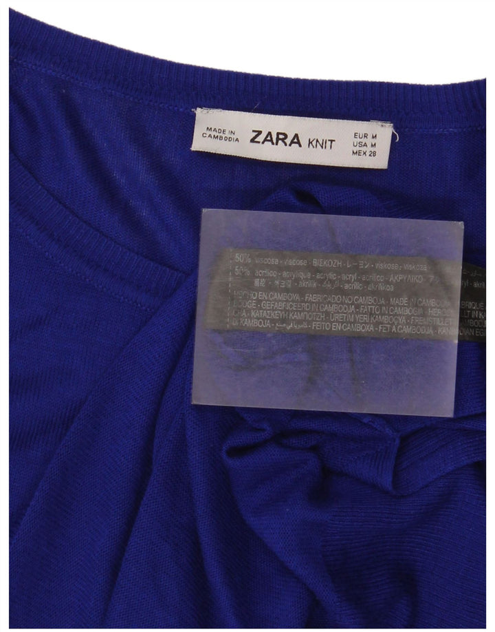 Zara Γυναικεία Μπλούζα Oversized Top UK 14 Medium Blue Viscose