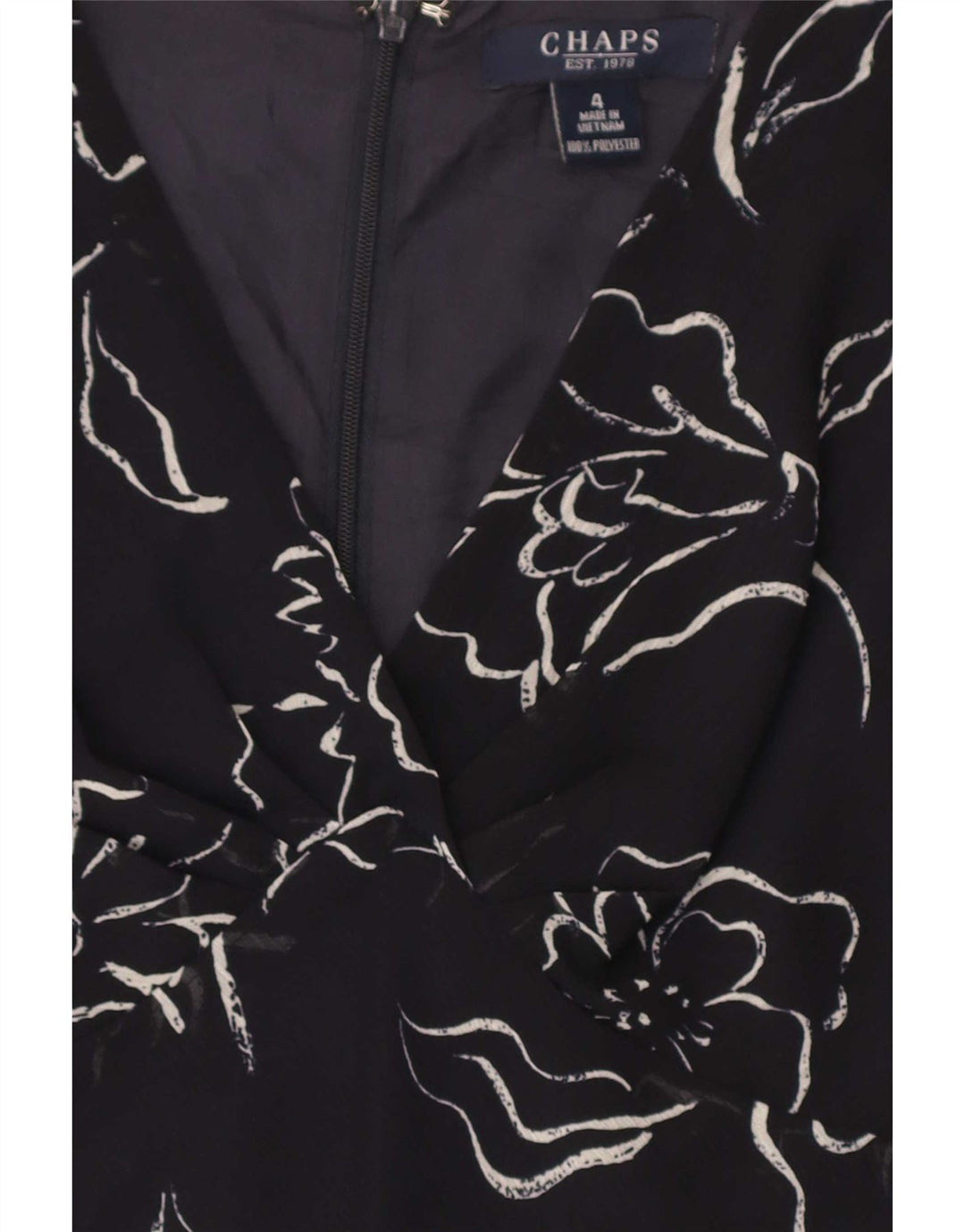 Chaps Γυναικείο Αμάνικο Maxi Φόρεμα US 4 Small Black Floral Polyester