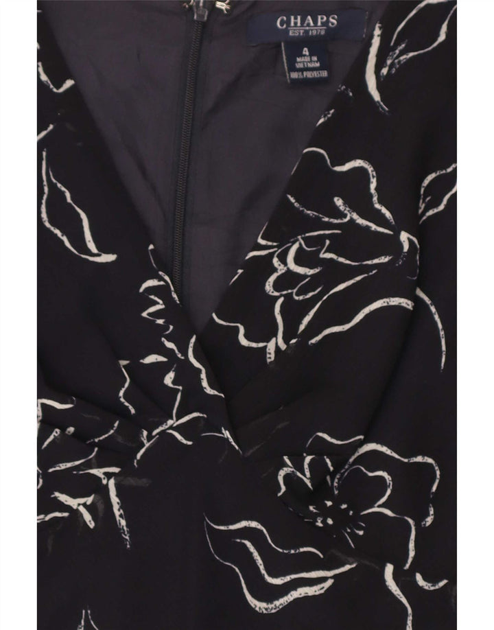 Chaps Γυναικείο Αμάνικο Maxi Φόρεμα US 4 Small Black Floral Polyester