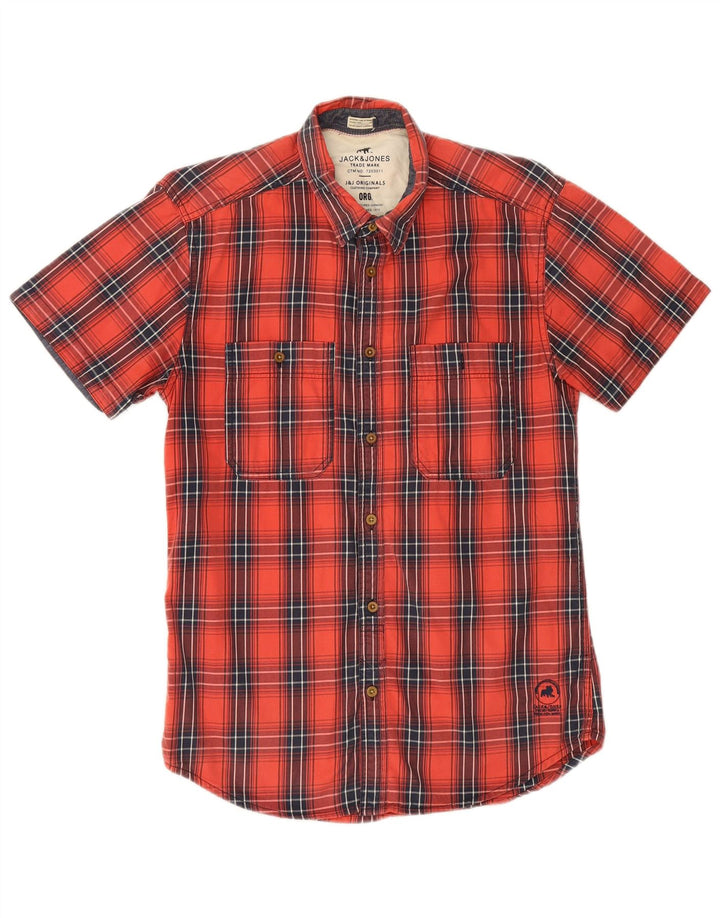 Jack & Jones Ανδρικό κοντομάνικο πουκάμισο, μεσαίο κόκκινο βαμβακερό