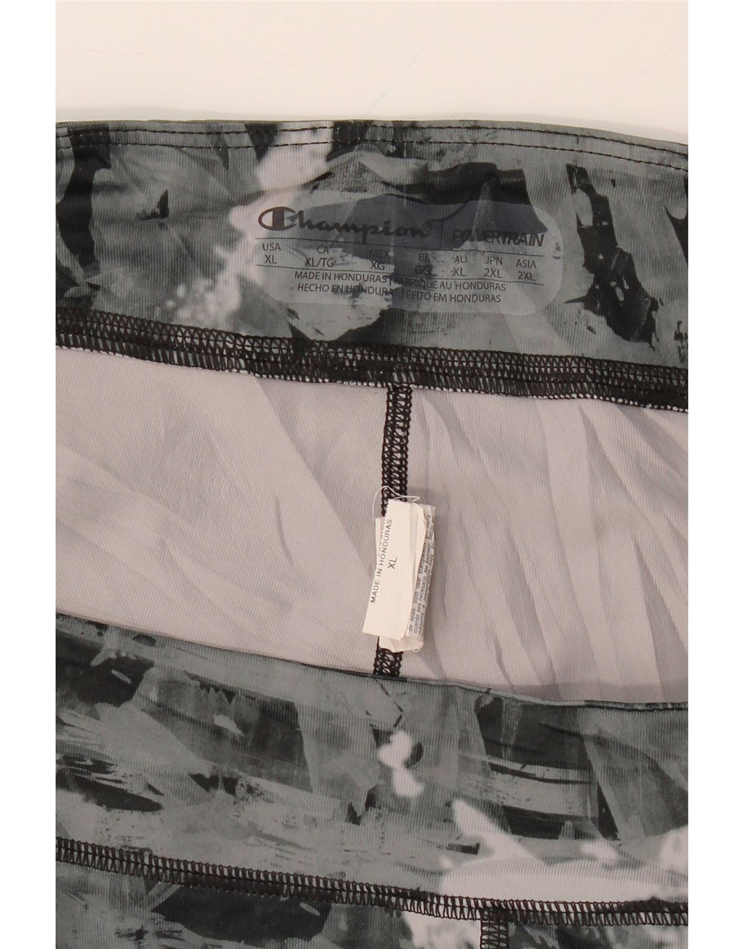 CHAMPION Womens Abstract Pattern Capri Leggings UK 18 XL  Grey Polyester Vintage Champion and Second-Hand Champion from Messina Hembry 