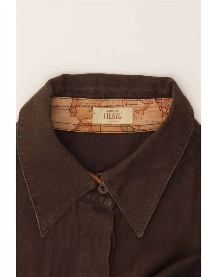 ALVIERO MARTINI Womens Shirt UK 14 Medium Brown Vintage ALVIERO MARTINI and Second-Hand ALVIERO MARTINI from Messina Hembry 