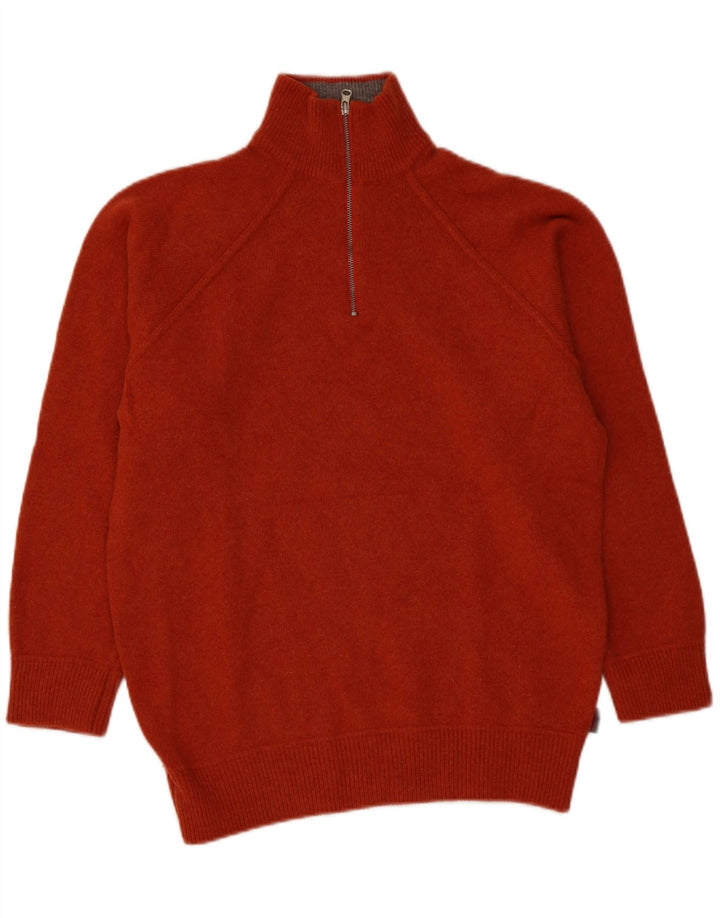 INVICTA Mens Zip Neck Jumper Sweater Large Orange Wool Vintage Invicta and Second-Hand Invicta from Messina Hembry 