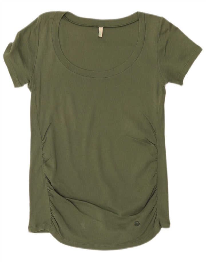 Benetton Γυναικείο T-Shirt Top UK 10 Small Khaki