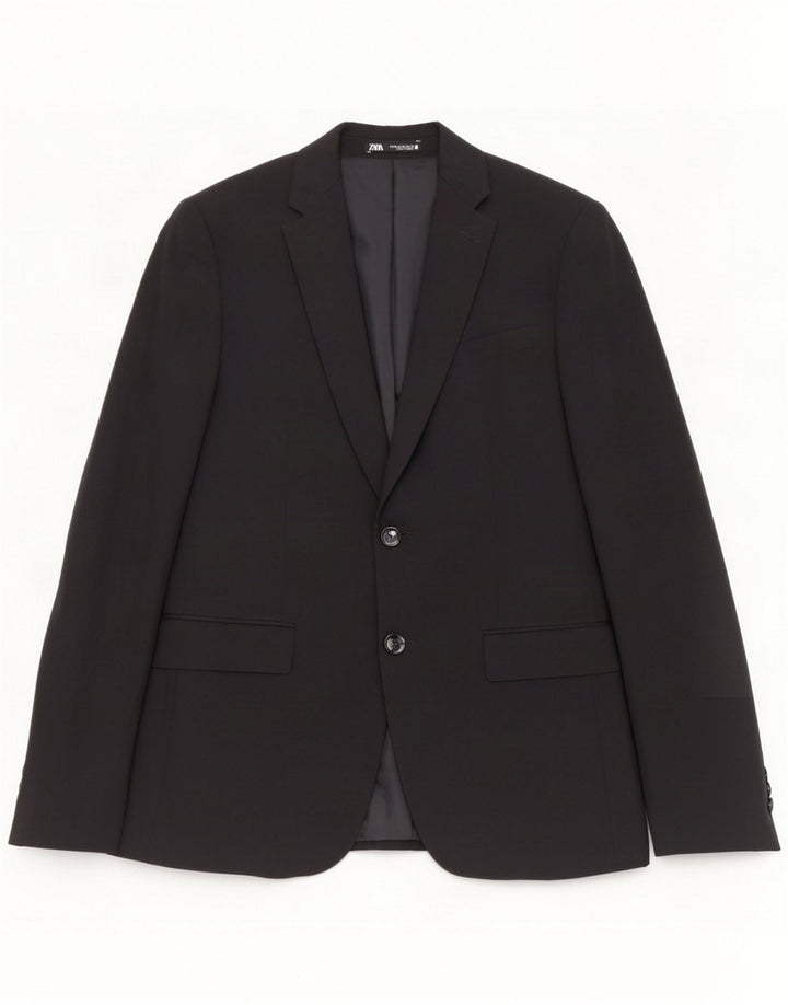 Zara Ανδρικό σακάκι μπλέιζερ με 2 κουμπιά EU 48 Medium Black Polyester