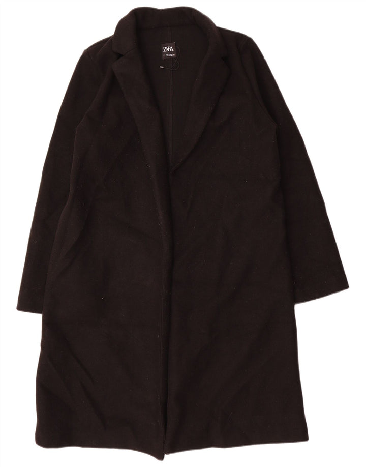 ZARA Γυναικείο Ανοιχτό Παλτό UK 16 Large Black Polyester