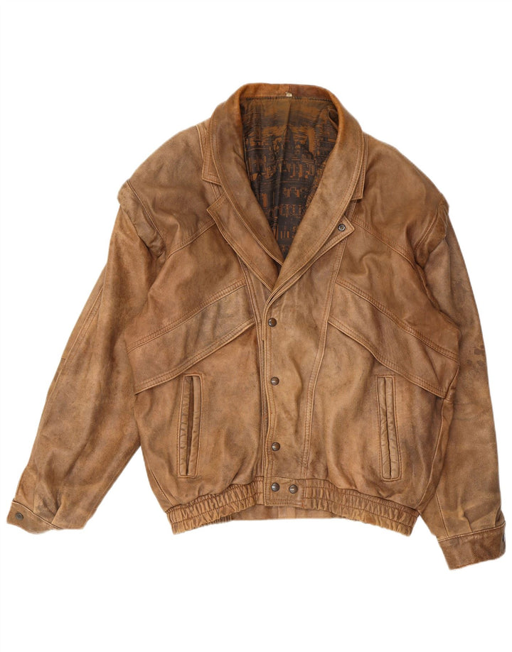 Vintage Ανδρικό Δερμάτινο Μπουφάν UK 40 Large Beige