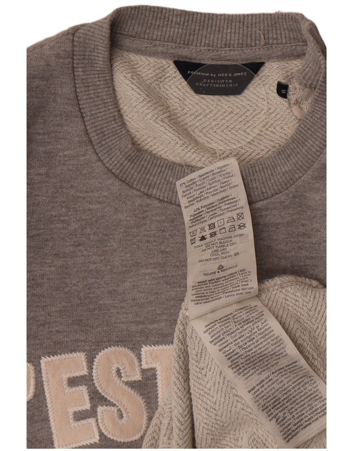 Ανδρικό γραφικό φούτερ Jack & Jones, μεσαίο γκρι βαμβακερό