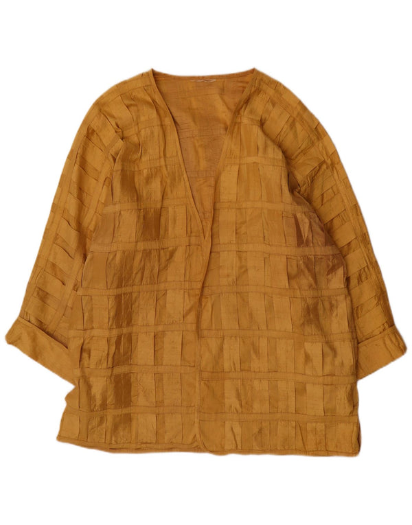Vintage γυναικεία μακρυμάνικη μπλούζα τοπ UK 20 2XL Yellow Check Silk
