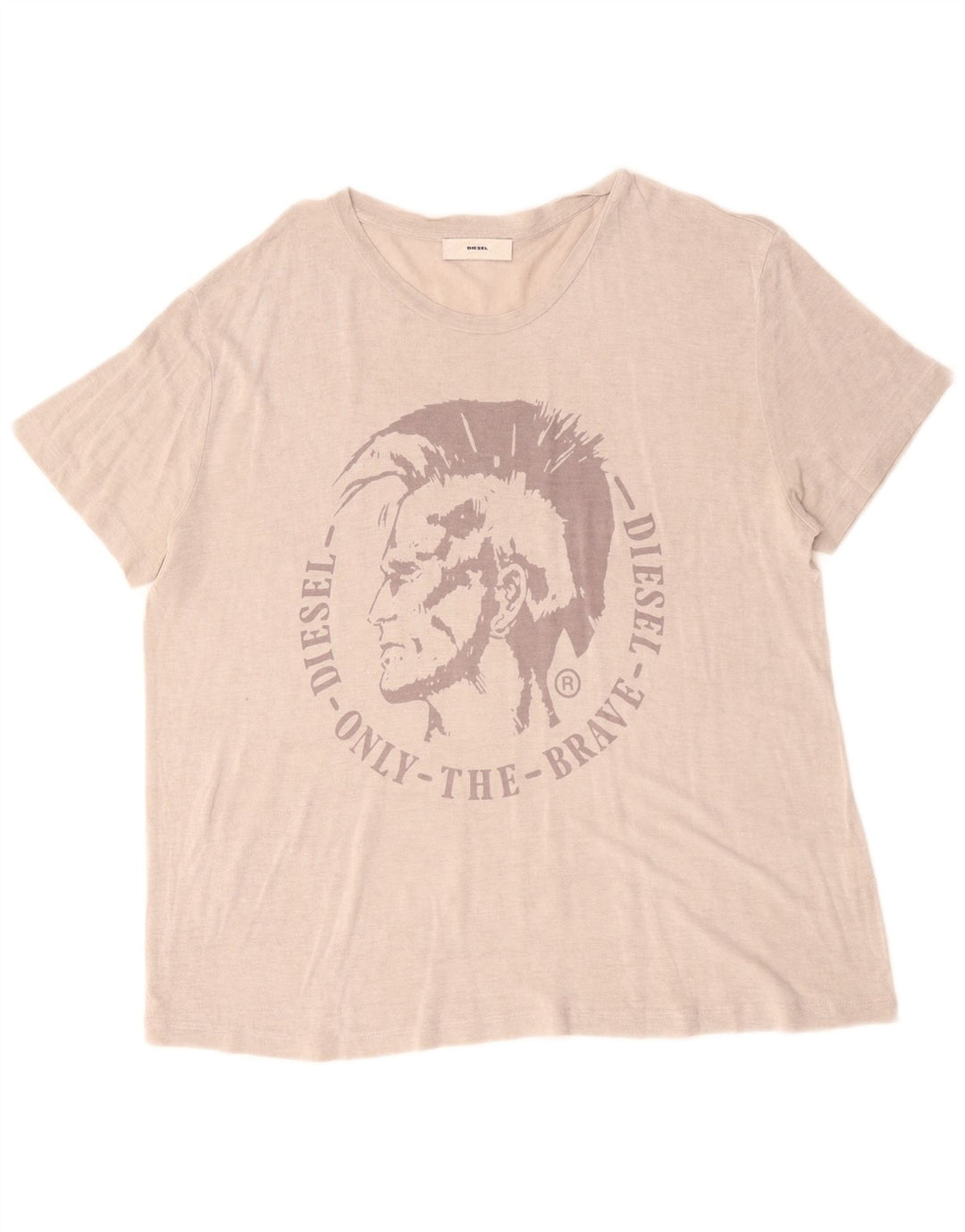 Diesel Γυναικείο γραφικό T-Shirt Top UK 18 XL Beige Classic