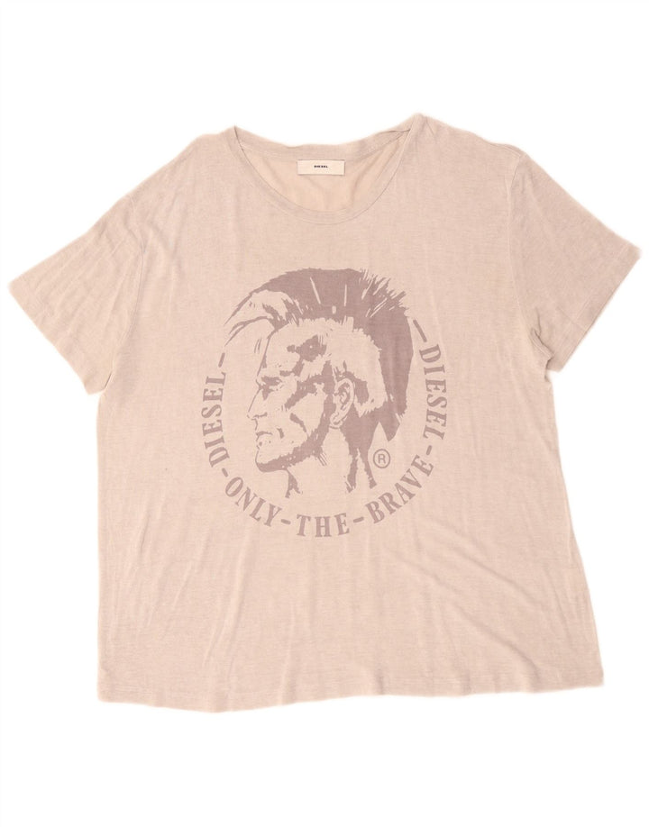 Diesel Γυναικείο γραφικό T-Shirt Top UK 18 XL Beige Classic