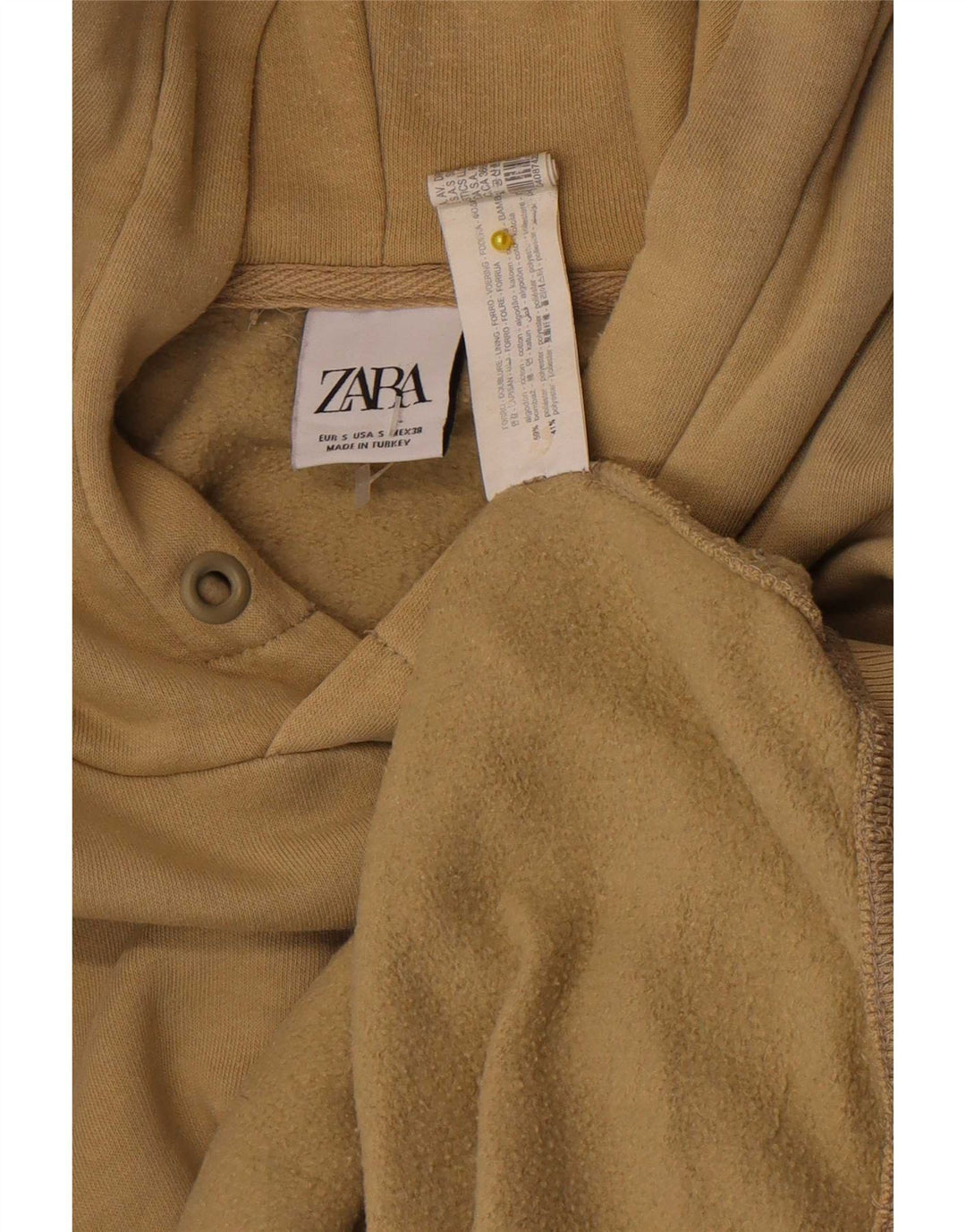 Zara Ανδρικό Hoodie Jumper Μικρό Μπεζ βαμβακερό