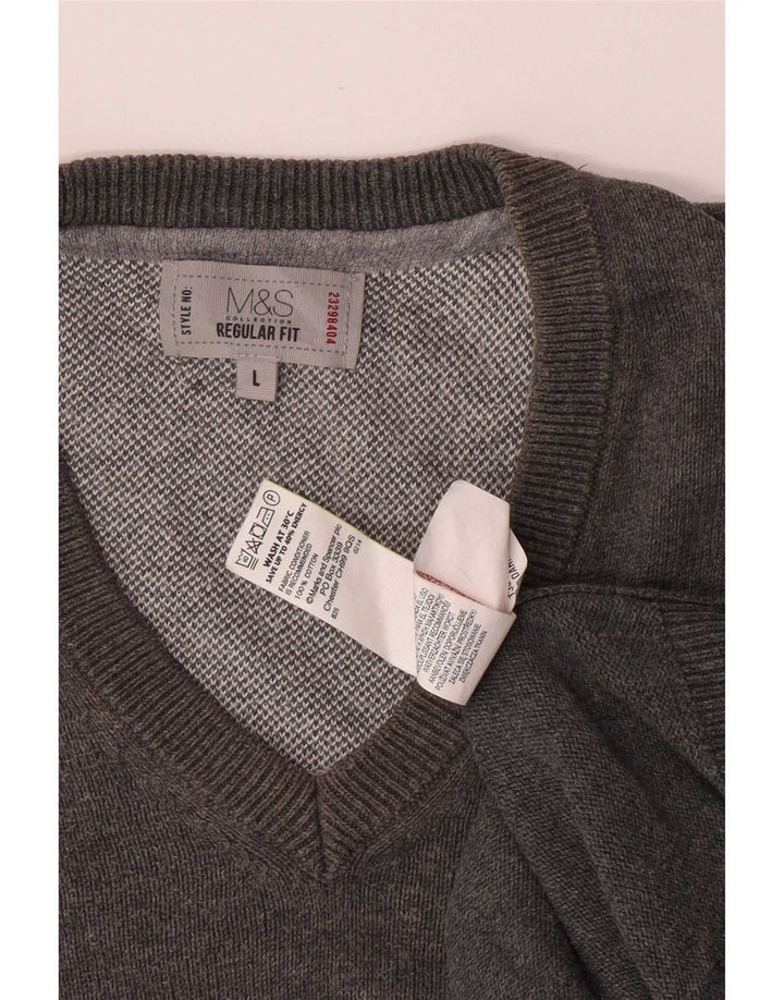 Marks & Spencer Ανδρικό φανελάκι με κανονική εφαρμογή, μεγάλο γκρι βαμβακερό