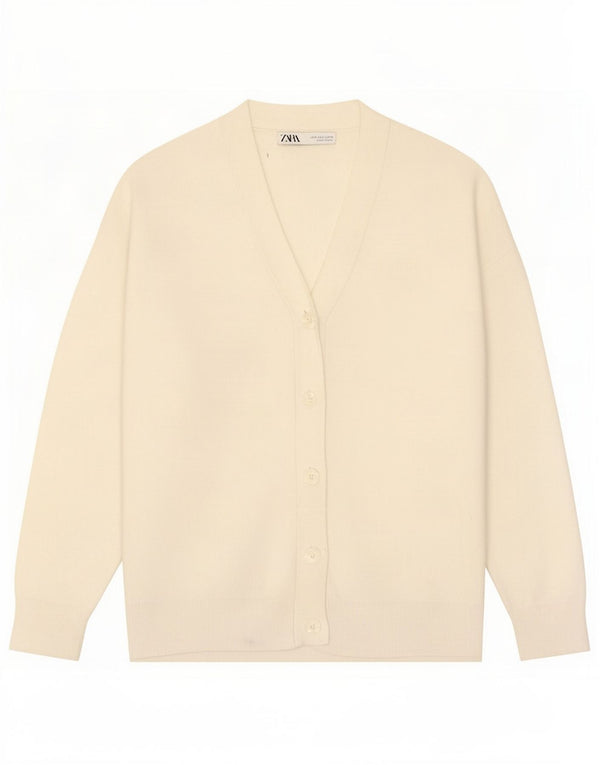 Zara γυναικείο πουλόβερ ζακέτα υπερμεγέθη UK 10 Small Off White Viscose