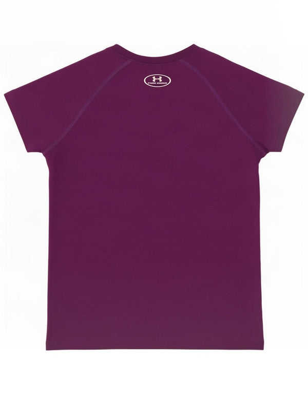 Under Armour Girls Heat Gear Graphic T-Shirt Top 7-8 Years Small Purple