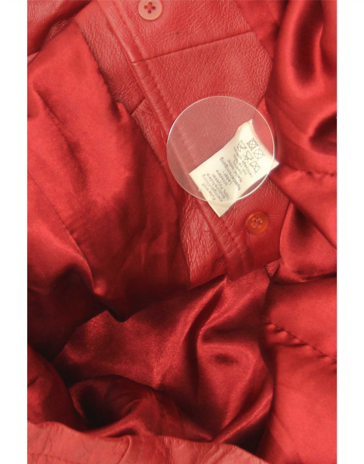 Vintage γυναικείο δερμάτινο τζάκετ 4 κουμπιών Blazer IT 44 Μεσαίο κόκκινο δέρμα