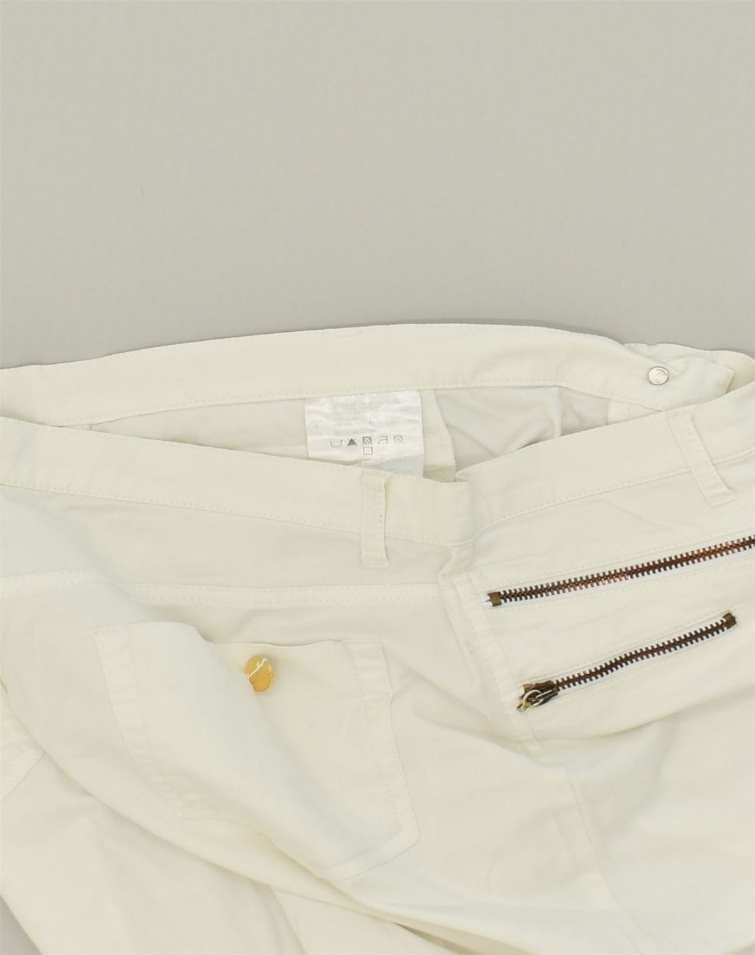 ROCCOBAROCCO Womens Slim Casual Trousers W34 L31  White Cotton | Vintage Roccobarocco | Thrift | Second-Hand Roccobarocco | Used Clothing | Messina Hembry 