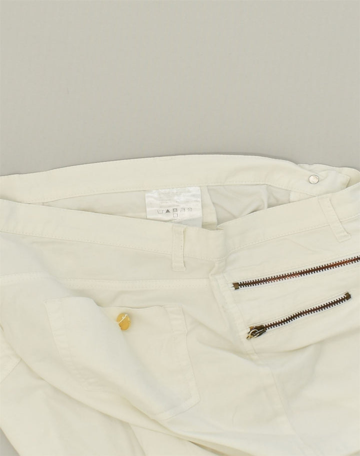 ROCCOBAROCCO Womens Slim Casual Trousers W34 L31  White Cotton | Vintage Roccobarocco | Thrift | Second-Hand Roccobarocco | Used Clothing | Messina Hembry 