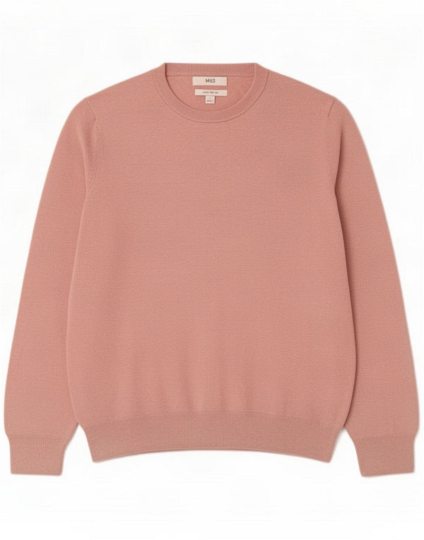 Marks & Spencer Mens Crew Jumper πουλόβερ με λαιμόκοψη μεγάλο ροζ βαμβακερό