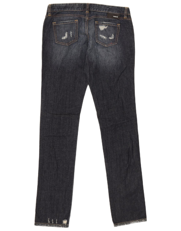 Hurley Womens Distressed Skinny Jeans W27 L32 Navy Blue Cotton