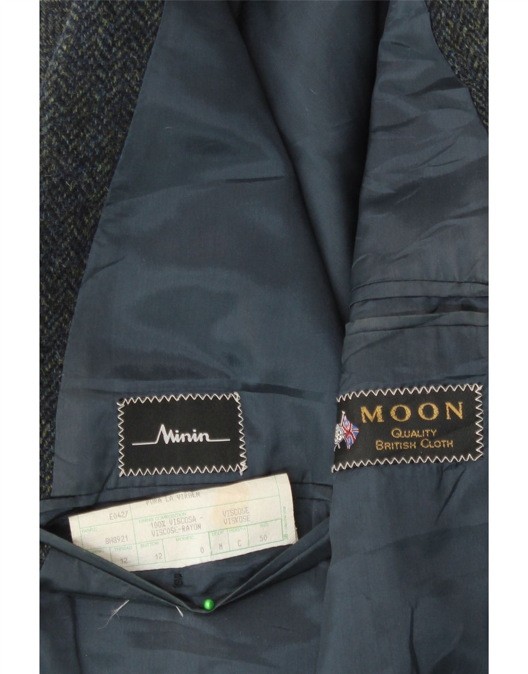 VINTAGE Ανδρικό σακάκι με 3 κουμπιά σακάκι IT 50 Μεγάλο Navy Blue Ψαροκόκκαλο