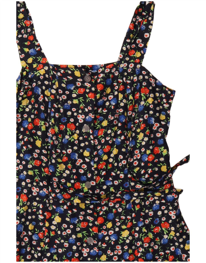 Vintage Γυναικείο Sundress UK 12 Medium Navy Blue Floral