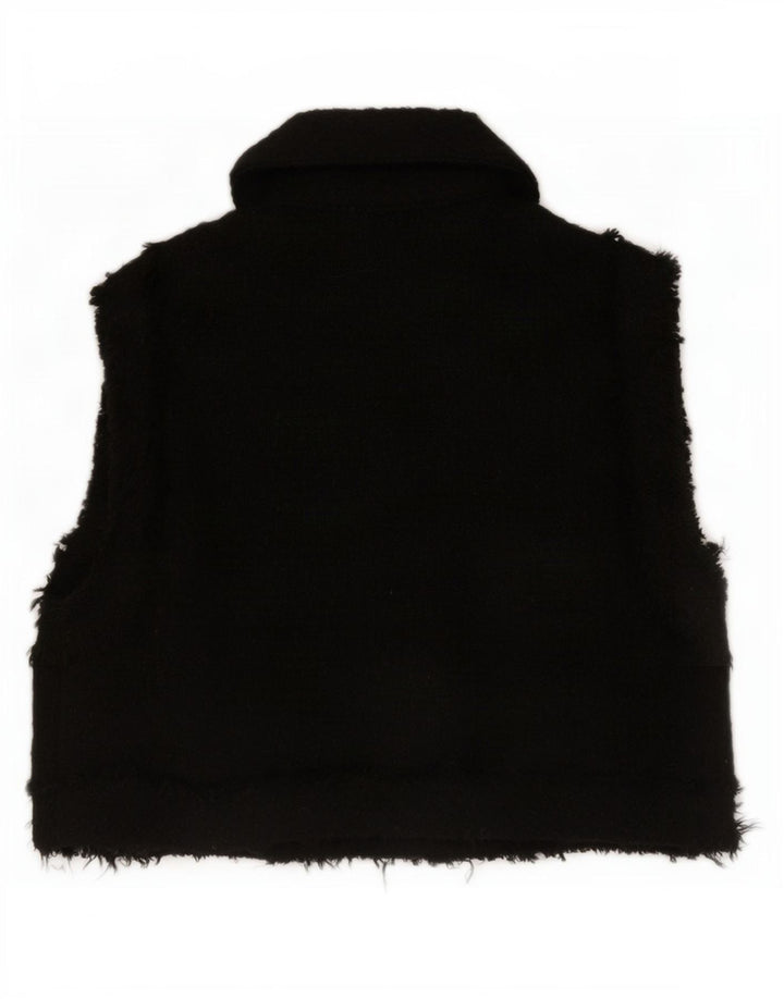 Zara Womens Crop Gilet UK 6 XS Μαύρος Πολυεστέρας