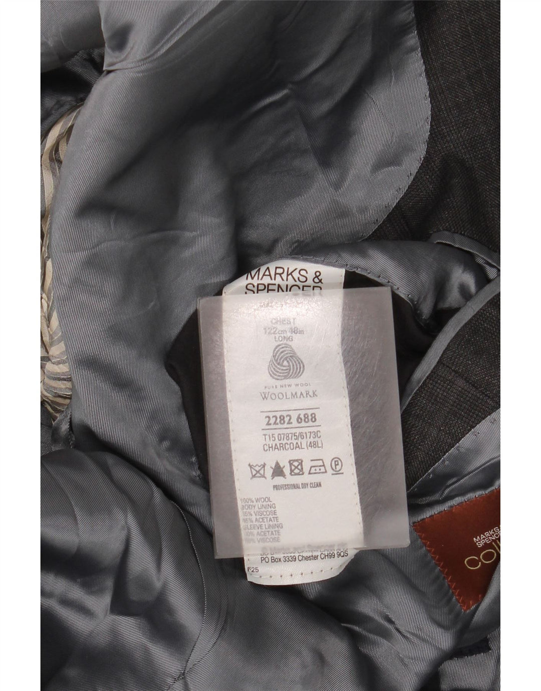 Marks & Spencer Ανδρικό σακάκι σακάκι με 3 κουμπιά UK 48 2XL Grey Check