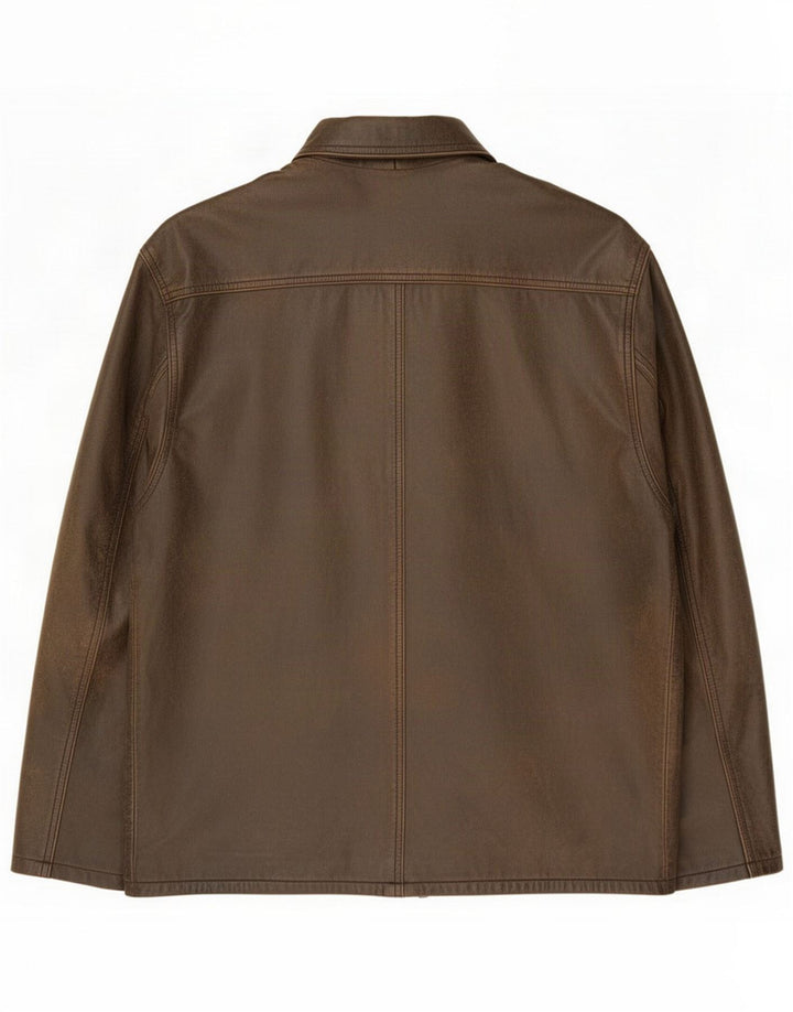 NEW MAN Ανδρικό Δερμάτινο Μπουφάν UK 40 Large Brown Classic