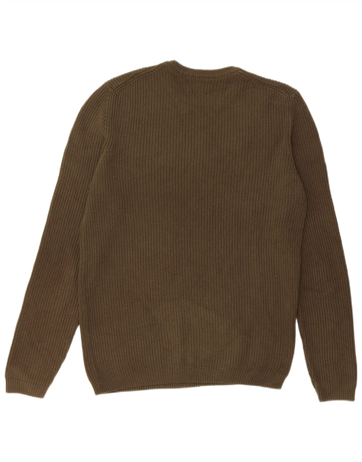 Ανδρικό πουλόβερ Zara Crew Neck Jumper Μεσαίο βαμβακερό χακί
