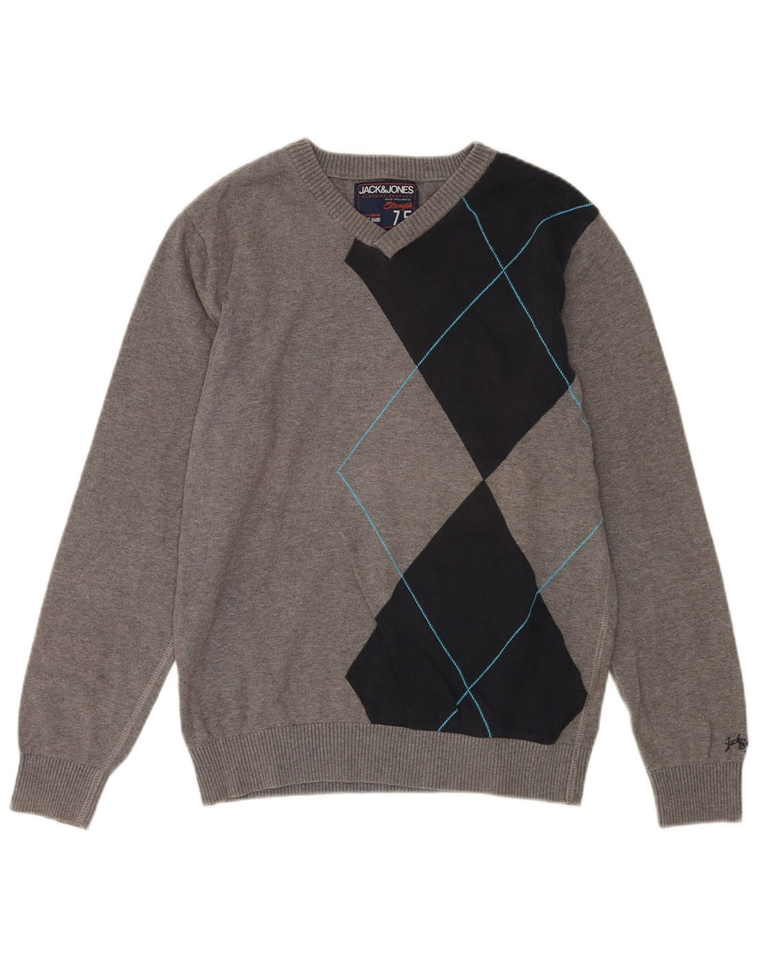 Jack & Jones Ανδρικό πουλόβερ με λαιμόκοψη σε μεσαίο γκρι βαμβακερό χρώμα