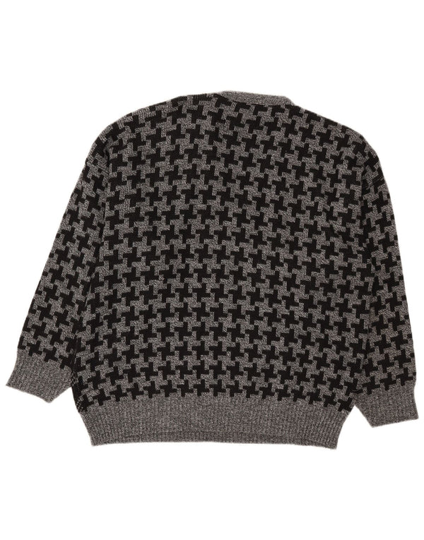 Vintage Ανδρικό πουλόβερ με λαιμόκοψη IT 56 2XL Γκρι Houndstooth Ακρυλικό