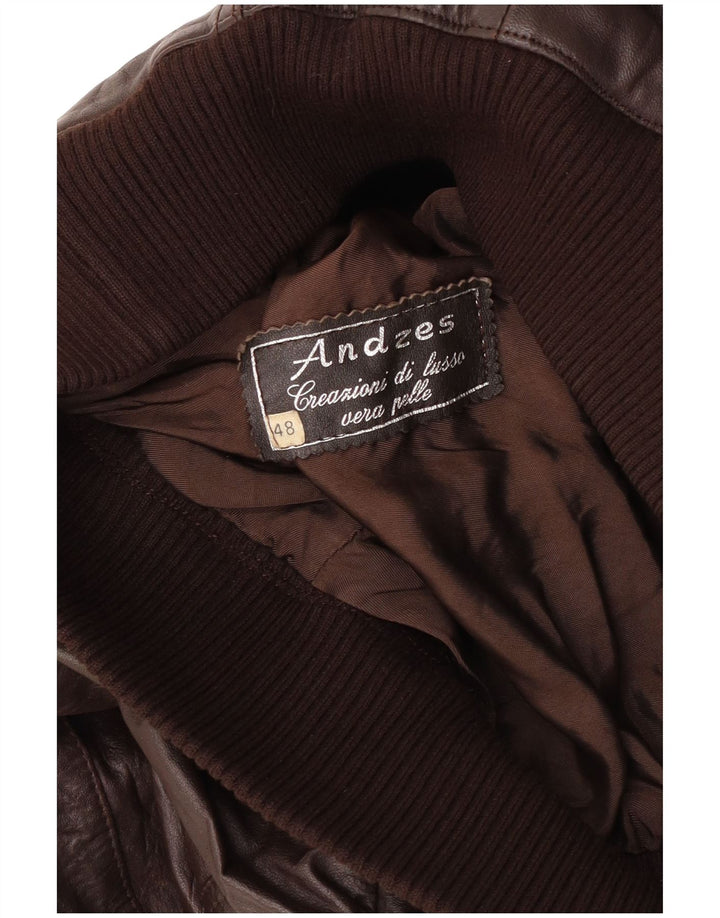 Vintage Γυναικείο Bomber Δερμάτινο Μπουφάν IT 48 XL Καφέ Δερμάτινο