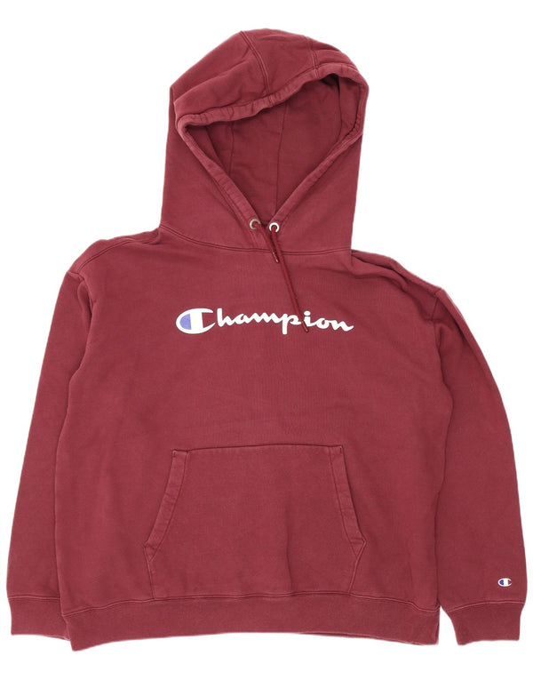 Champion Womens Graphic Loose Fit Hoodie Jumper UK 18 XL Βαμβακερό μπορντό