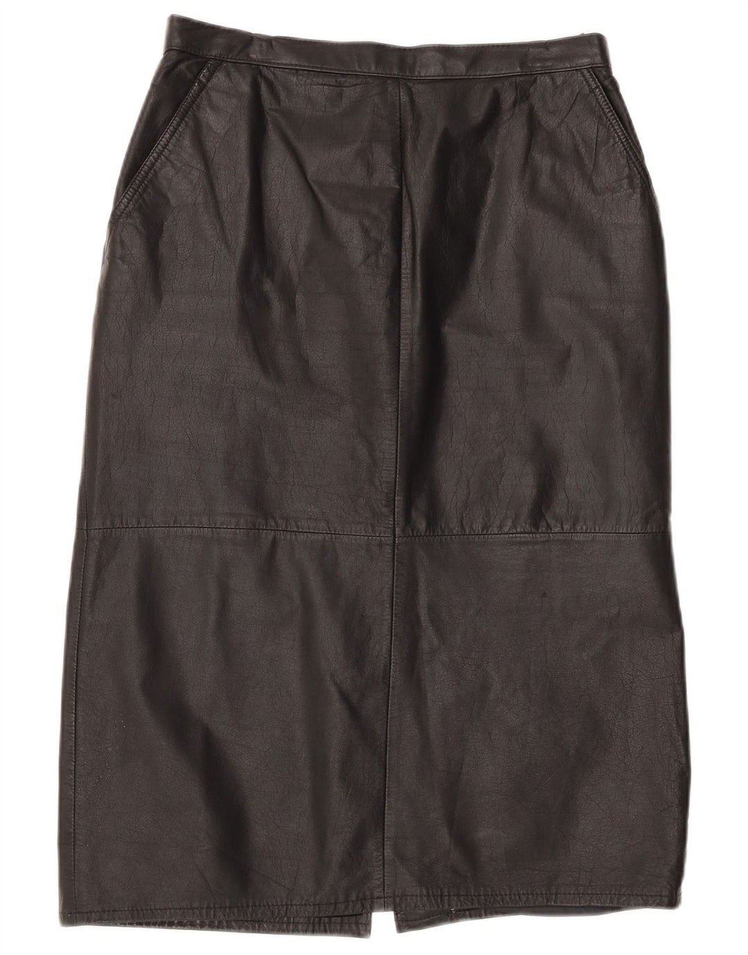 Vintage γυναικεία ψηλόμεση δερμάτινη φούστα UK 16 Large W30 Μαύρη