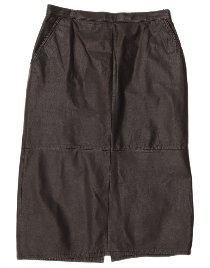 Vintage γυναικεία ψηλόμεση δερμάτινη φούστα UK 16 Large W30 Μαύρη