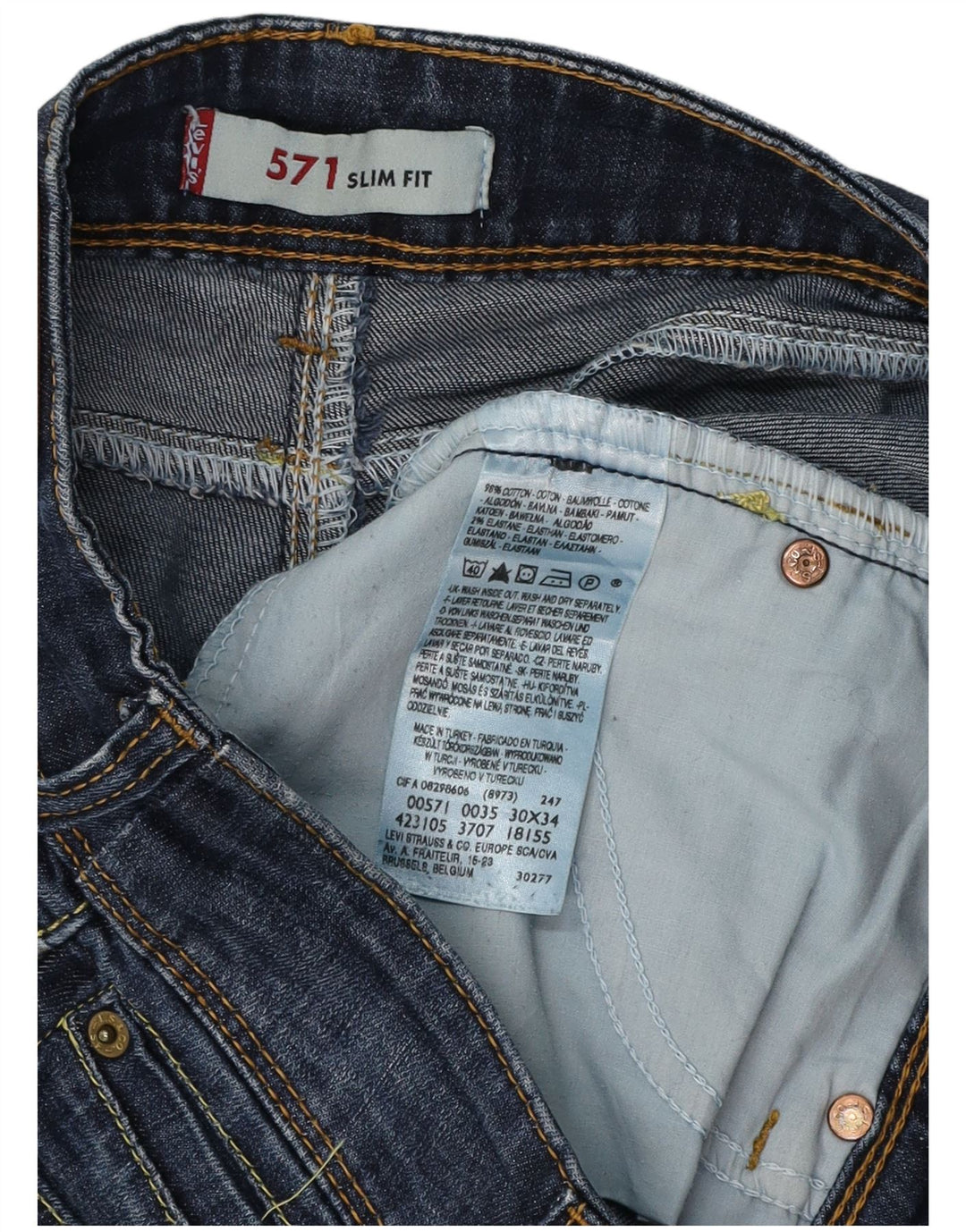 LEVI'S Γυναικείο 571 Slim Jeans W30 L34 Navy Blue Cotton
