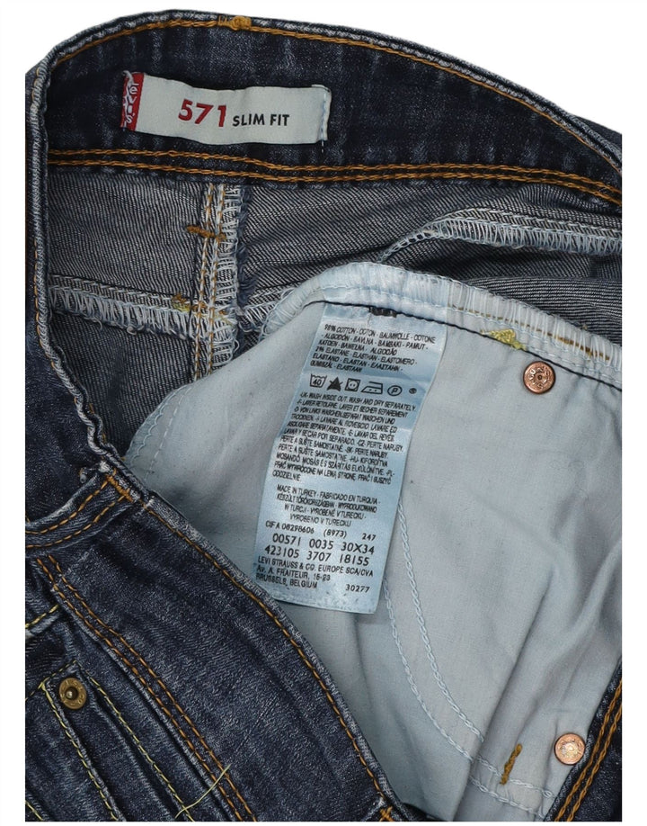 LEVI'S Γυναικείο 571 Slim Jeans W30 L34 Navy Blue Cotton