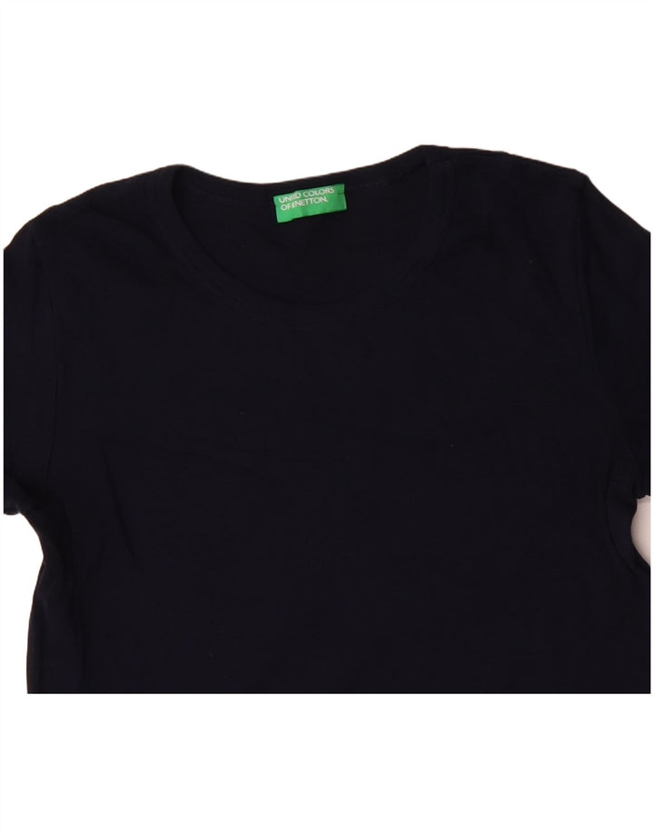 BENETTON Γυναικείο T-Shirt Top UK 12 Medium Navy Blue Cotton