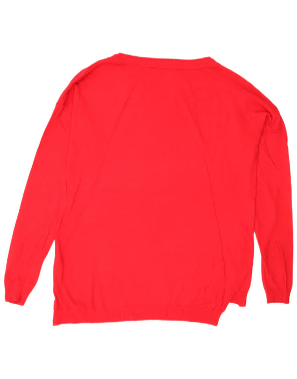 Trussardi Jeans Womens Boat Neck Jumper Sweater UK 18 XL Red Viscose