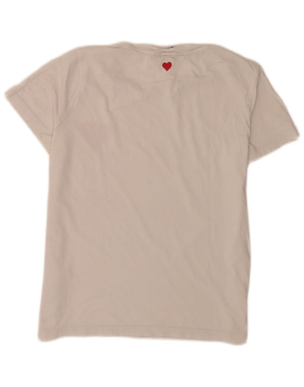 Γυναικείο γραφικό μπλουζάκι Tommy Hilfiger Top UK 8 Μικρό λευκό βαμβακερό