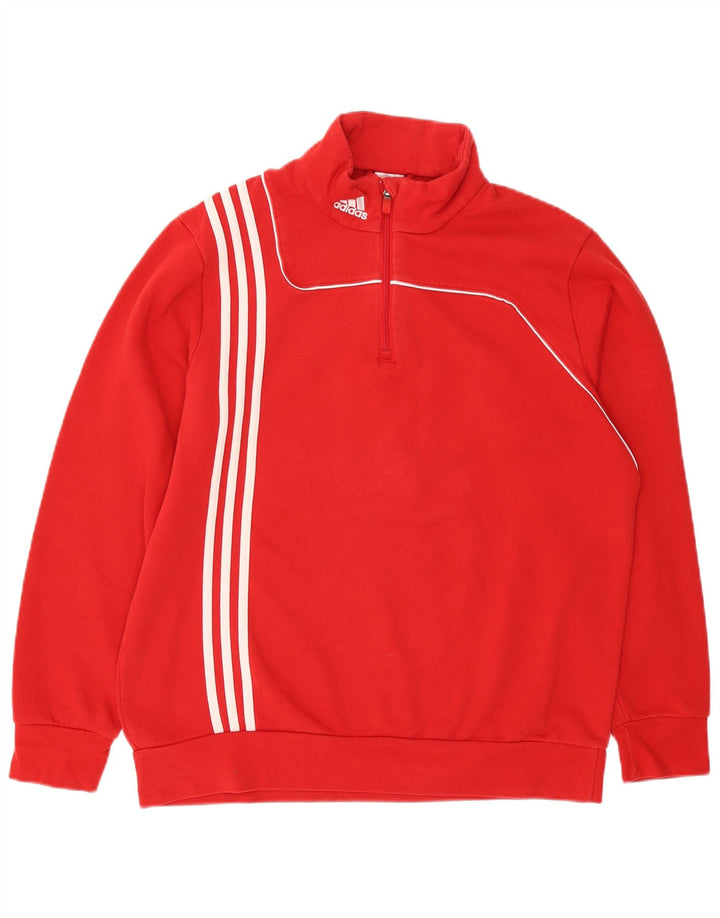 Ανδρικό φούτερ Adidas με φερμουάρ, τζάμπα, μεγάλο κόκκινο βαμβακερό