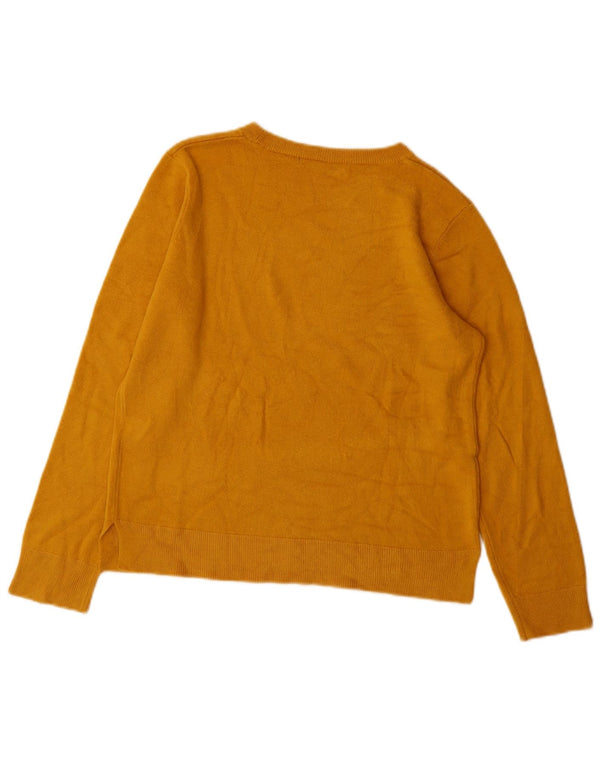 Marks & Spencer Γυναικείο πουλόβερ με λαιμό σκάφος UK 10 Small Yellow Acrylic