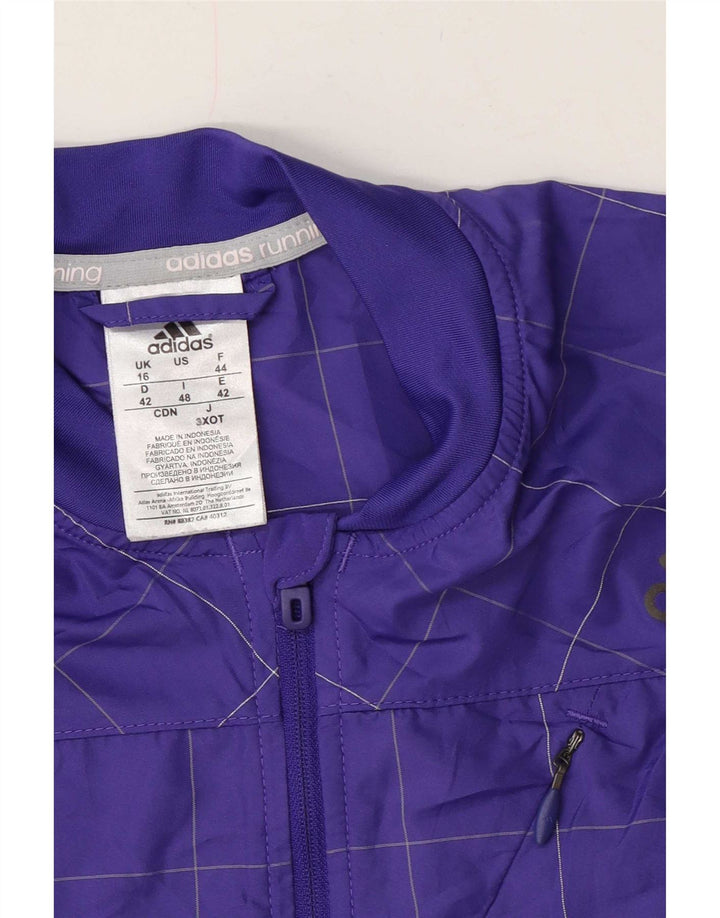 Γυναικεία αθλητική φόρμα Adidas Top Jacket UK 16 Large Purple Check Polyester